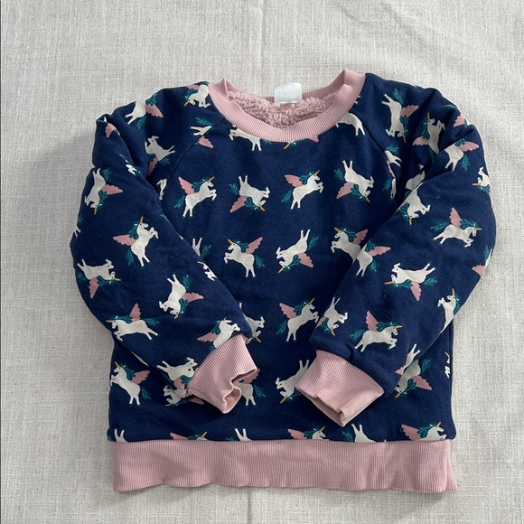 Hanna Andersson Other - Hanna Andersson Sweatshirt Kids 5 Navy/Pink Unicorn Kids Fleece Lined